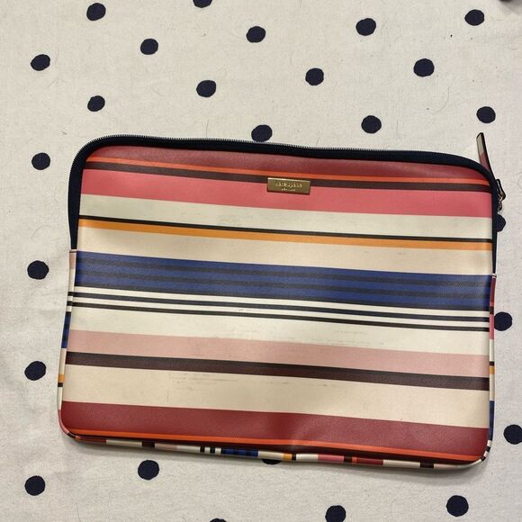 Kate Spade Stripe Leather Laptop Case - Picture 1 of 5